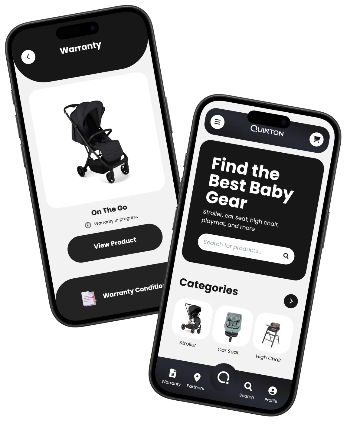 Quinton Baby Mobile App - iPhone Mockup